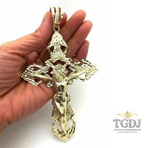 Men’s 14k solid gold  Big Cross Pendant 5.25"